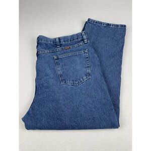 Rustler Jeans Men's 44x29 Blue Denim Relaxed Fit Pants Heavyweight Cowboy Rugged
